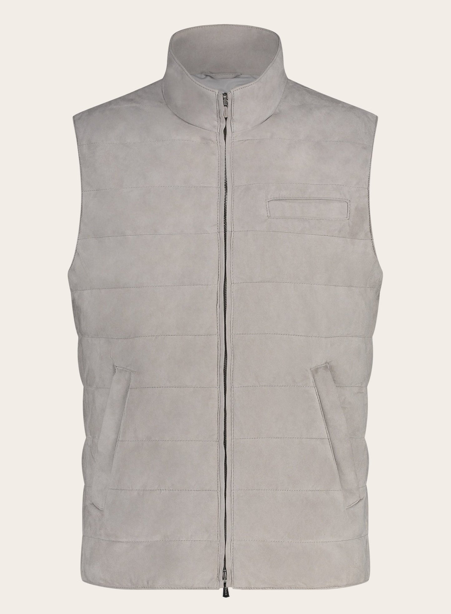 Gewatteerde bodywarmer van suède | L.BEIGE