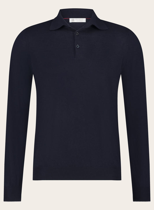 Poloshirt van wol en cashmere | BLUE NAVY