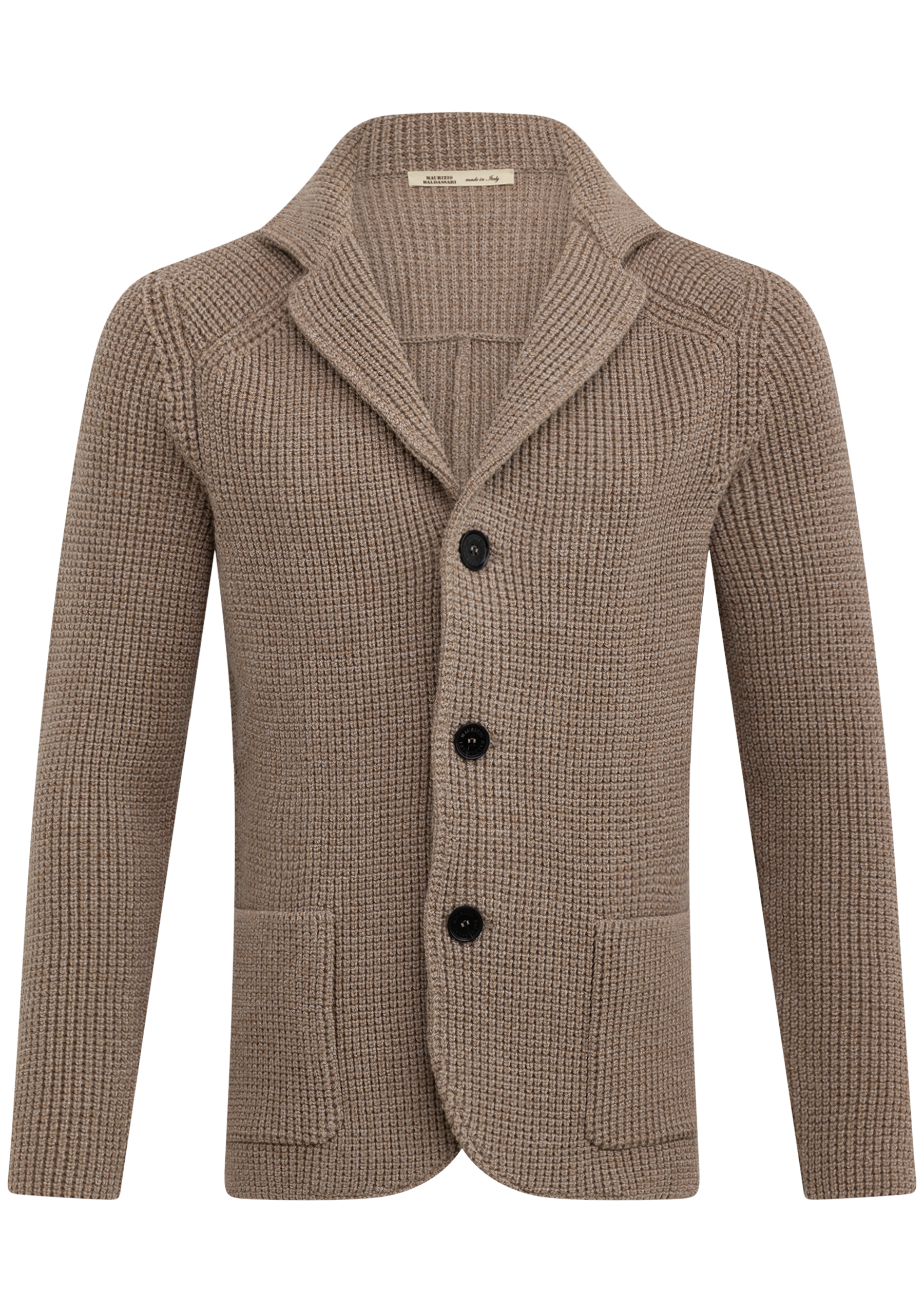 Knitted cardigan van scheerwol | Beige Melee