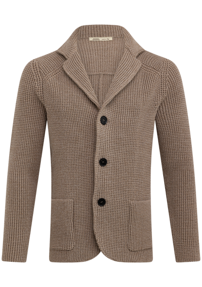 Knitted cardigan van scheerwol | Beige Melee