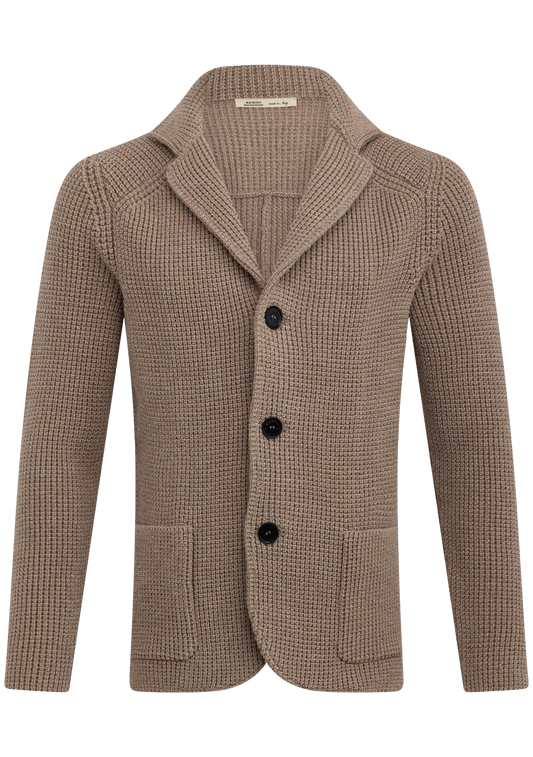 Knitted cardigan van scheerwol | Beige Melee