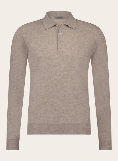 Poloshirt van wol en cashmere | Beige