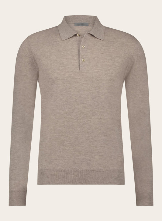 Poloshirt van wol en cashmere | Beige