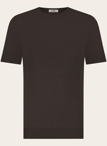 T-shirt van zijde | Bruin