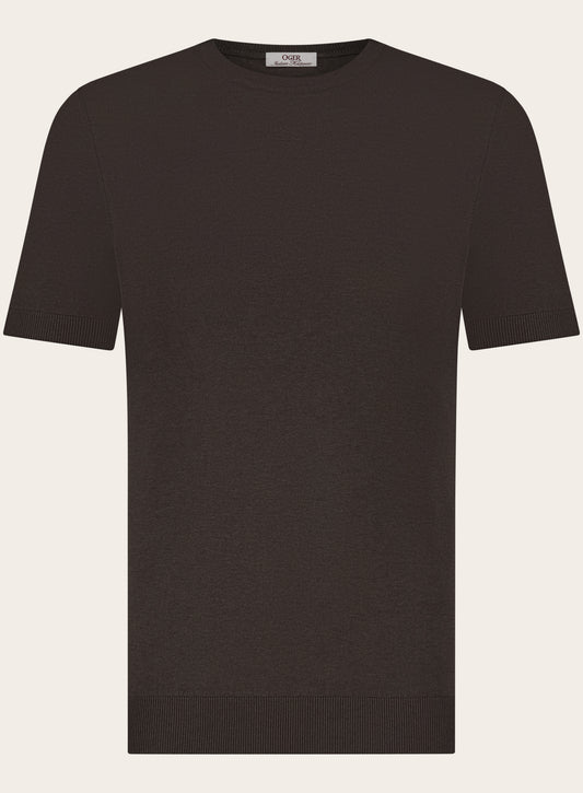 T-shirt van zijde | Bruin