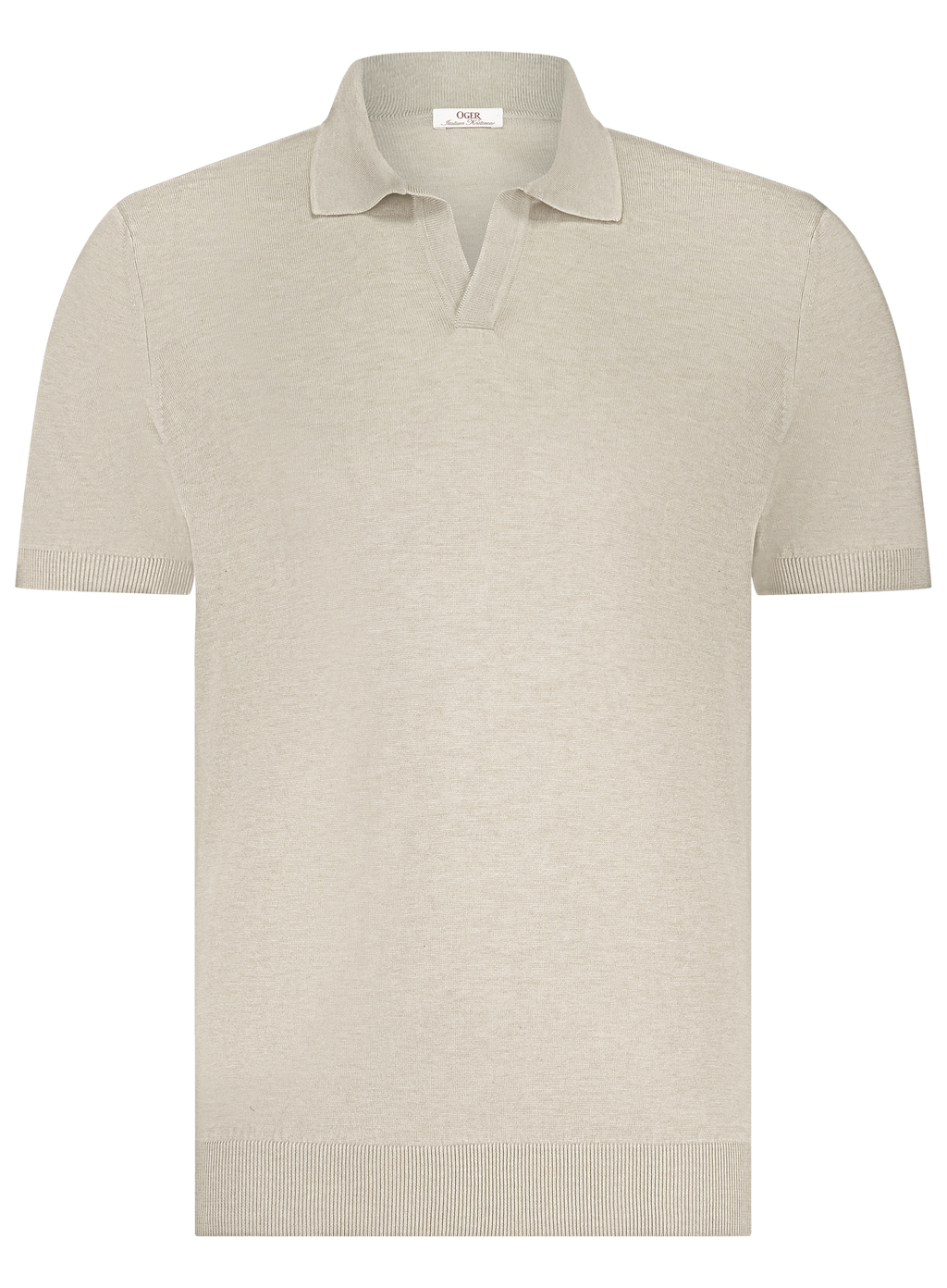 Buttonless polo van zijde | Beige