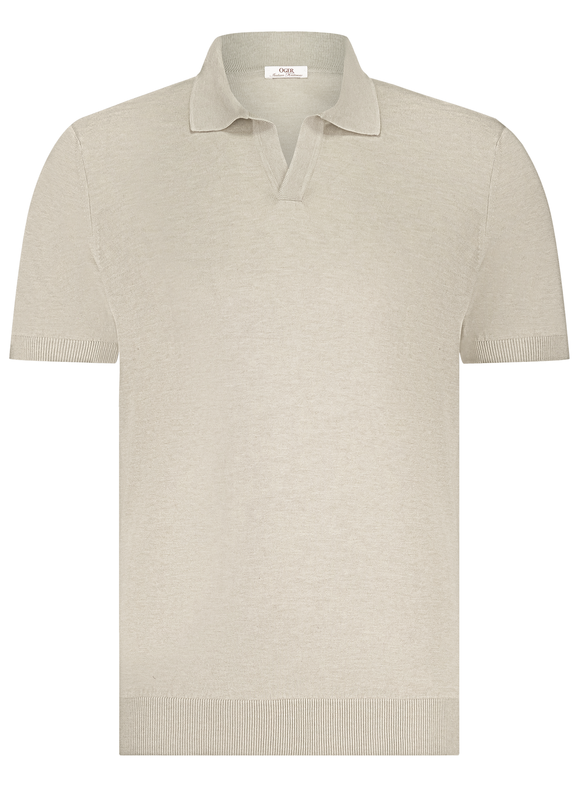 Buttonless polo van zijde | Beige