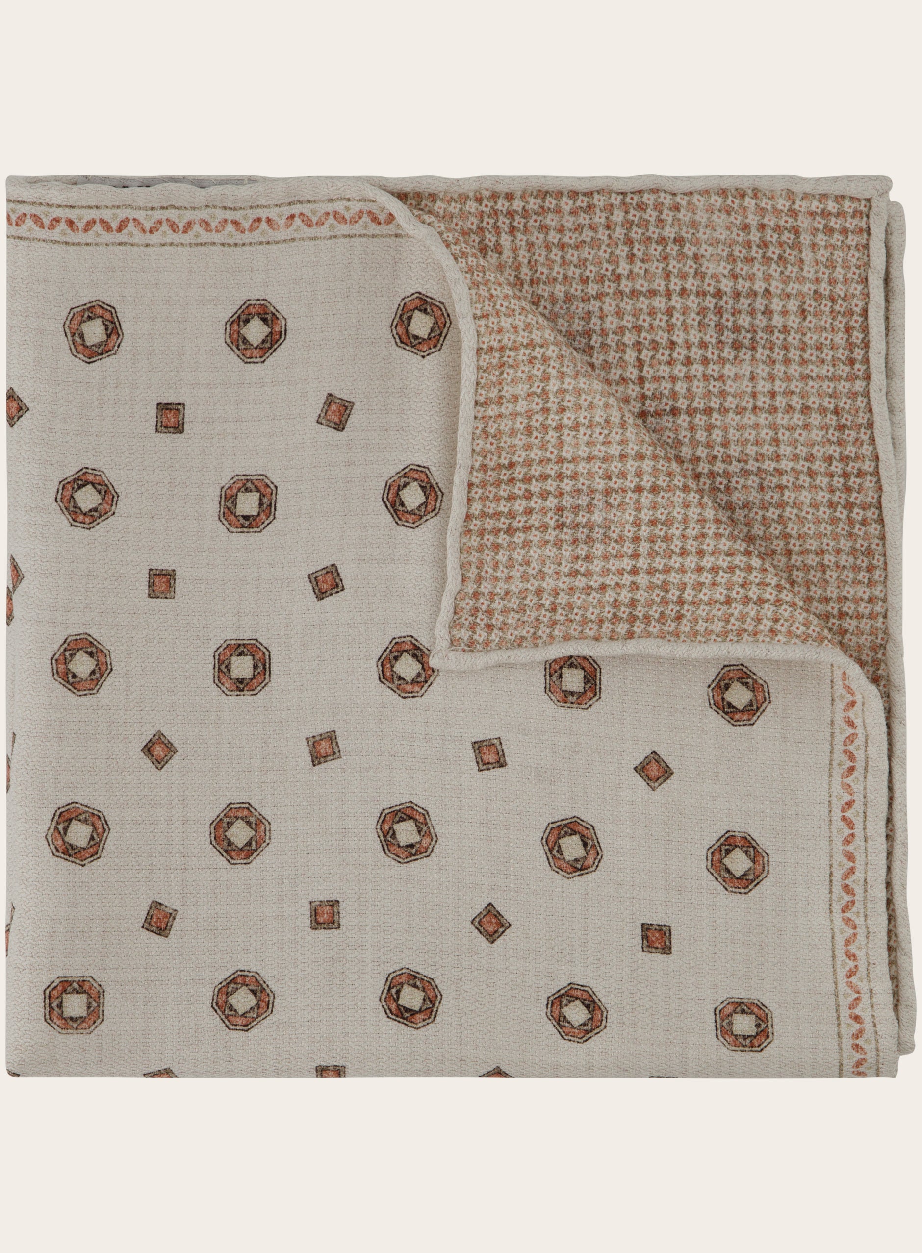 Pochet met print van zijde | Beige