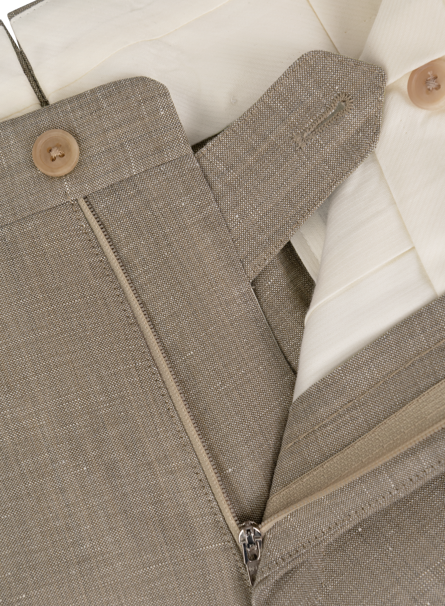 Driedelig pak van virgin wol en flax | FULL_WIDTH | Beige