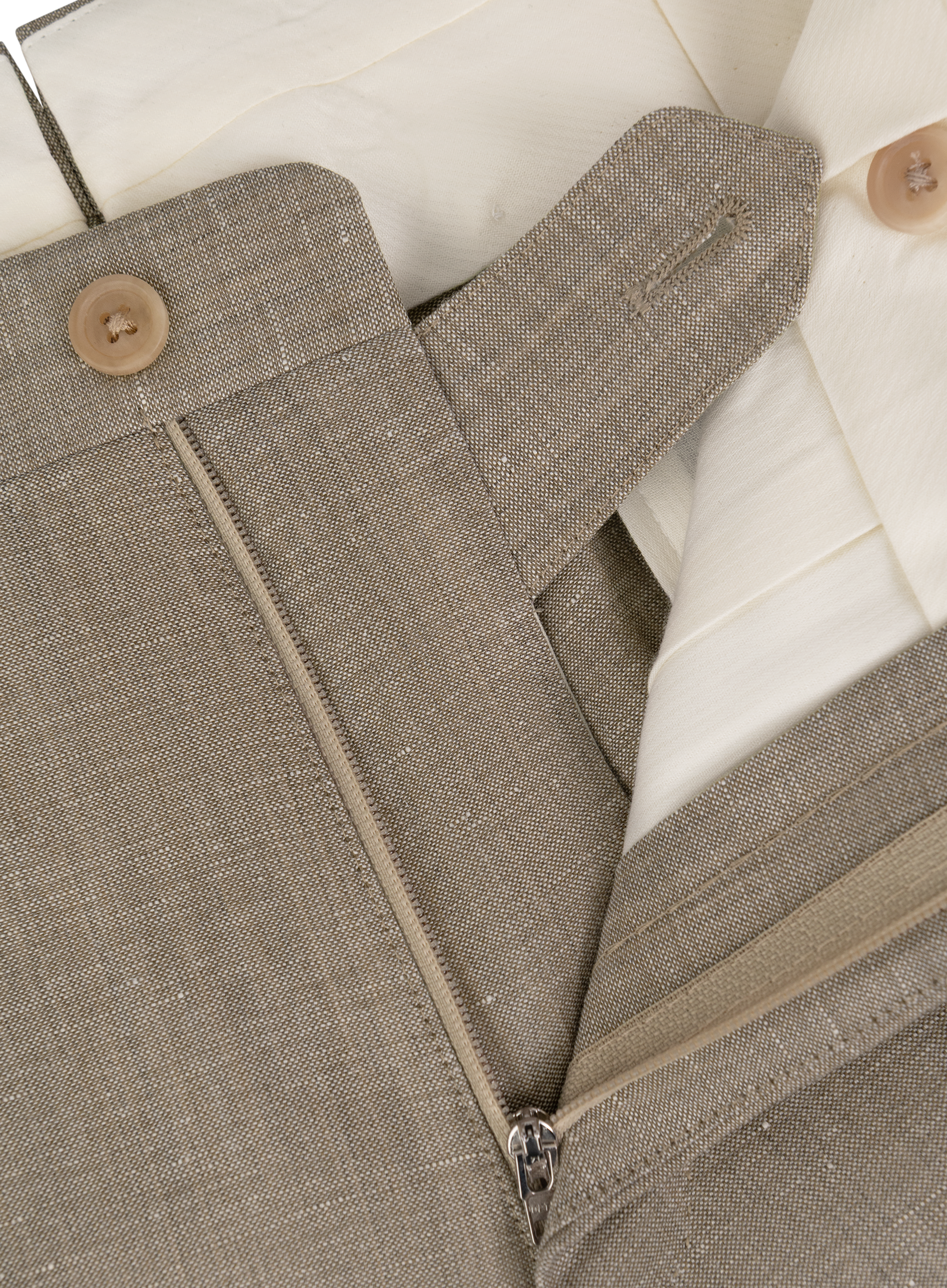 Driedelig pak van virgin wol en flax | FULL_WIDTH | Beige