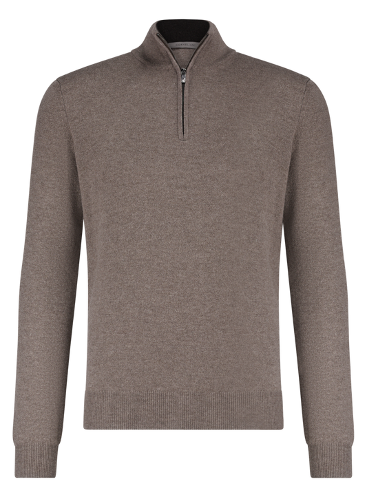 Half-zip vest van wol en cashmere | TAUPE