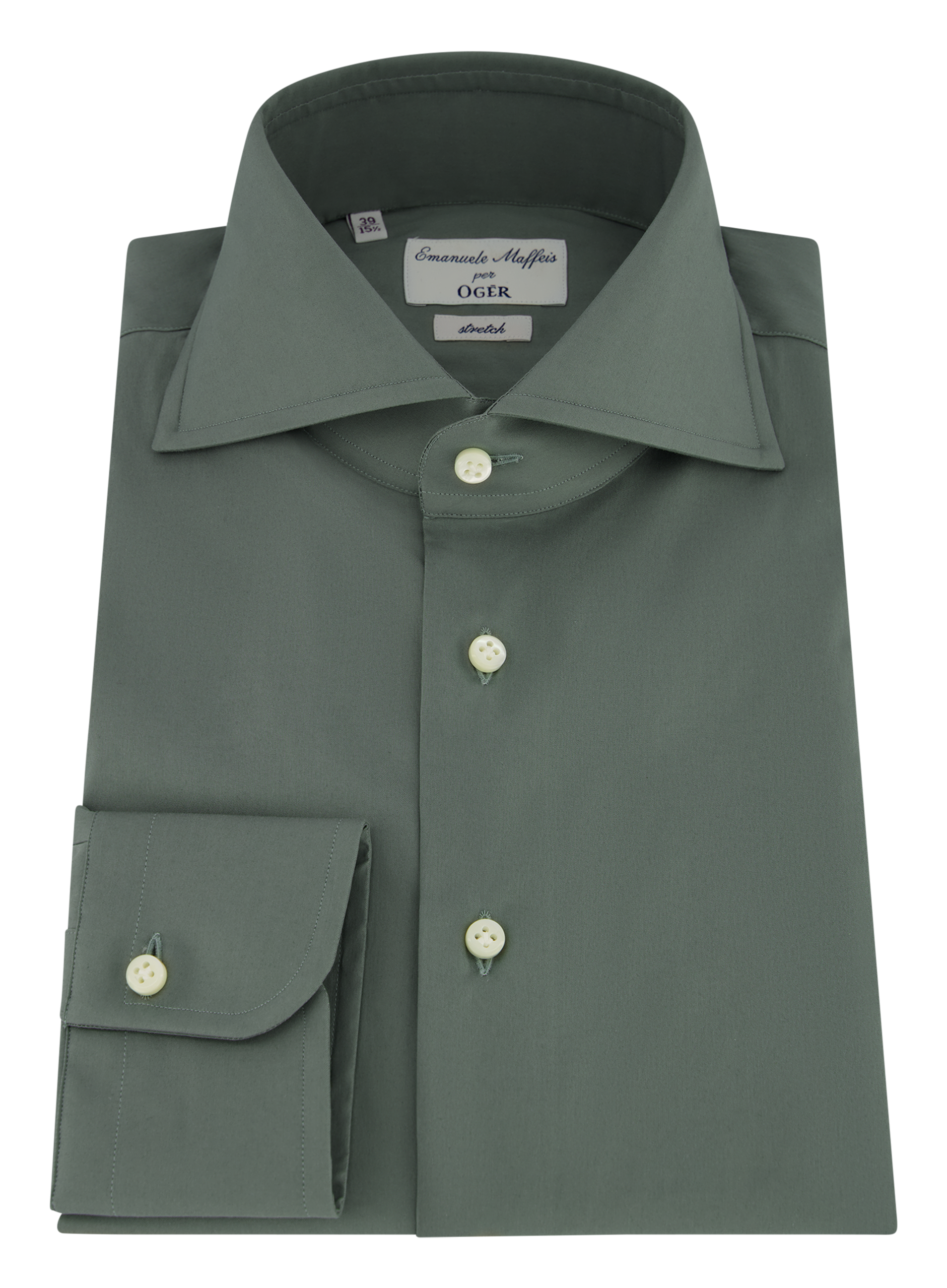 Stretch shirt van katoen | Groen