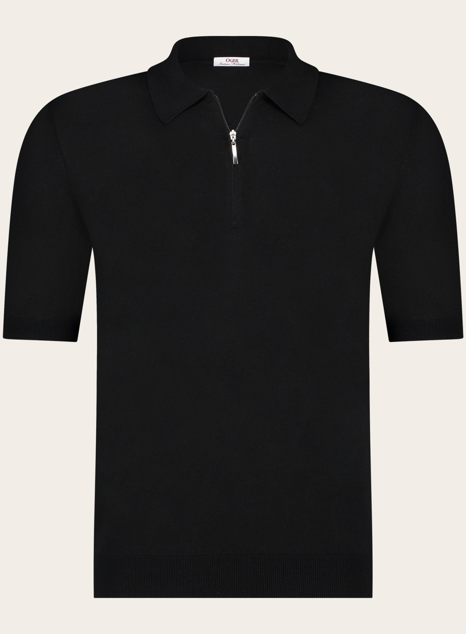 Poloshirt met rits van zijde | Zwart