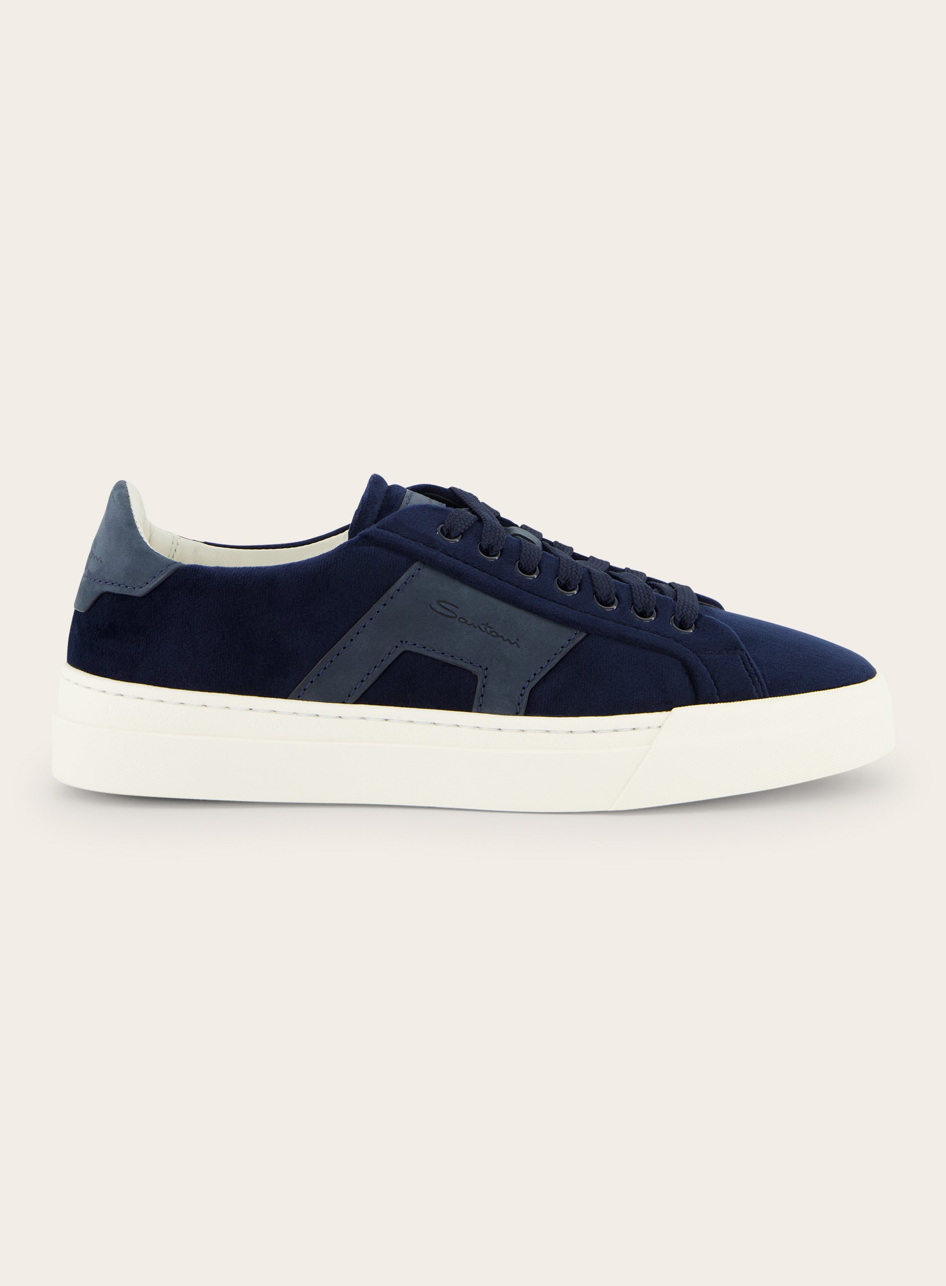 Double Buckle sneakers van velour | BLUE NAVY