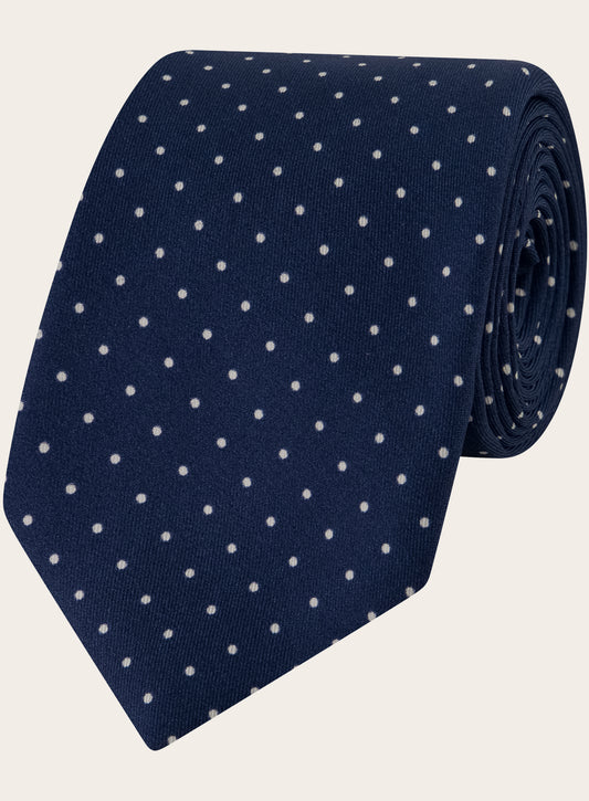 Stropdas van zijde met stippen | BLUE NAVY