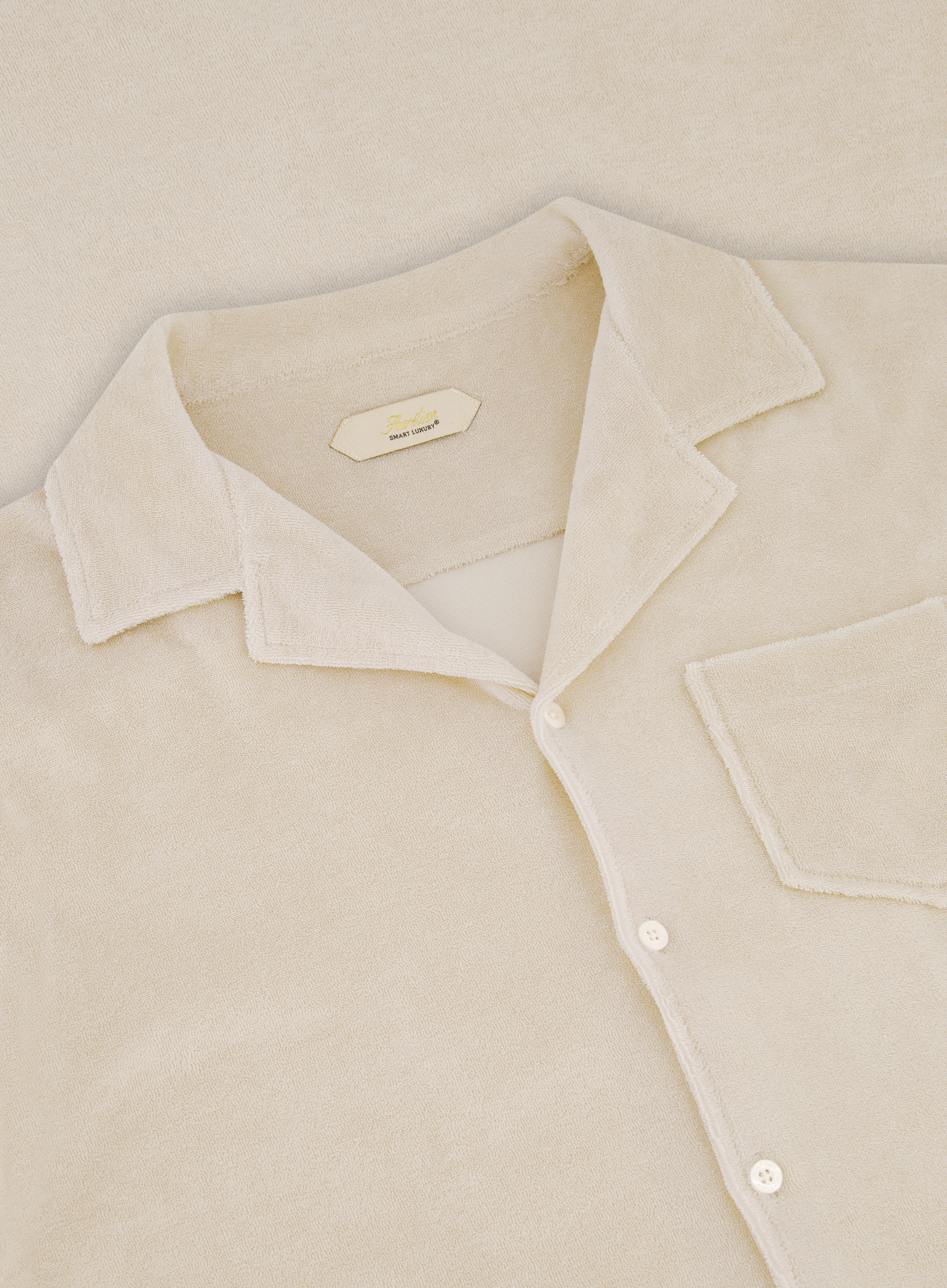 Terry badstof polo met lange mouwen | FULL_WIDTH | Beige