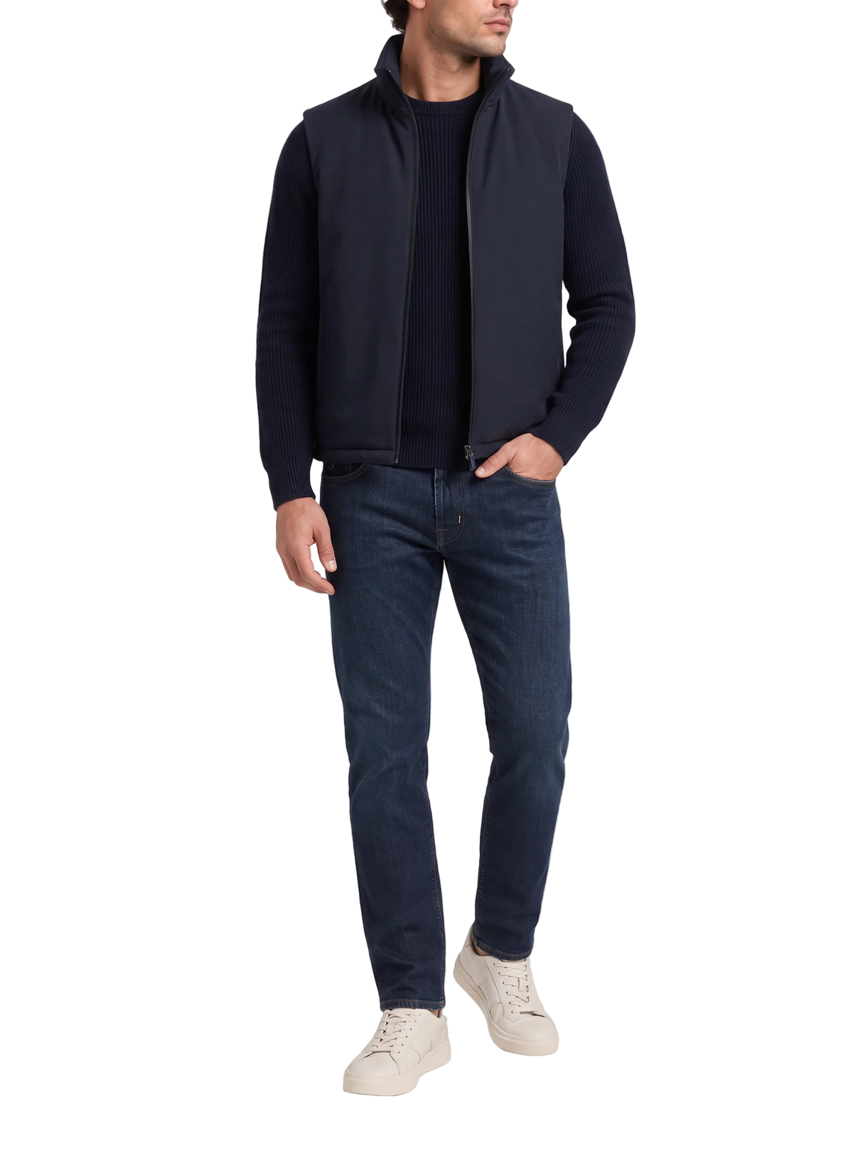 Bodywarmer in technische stof | FULL_WIDTH |  MODEL | BLUE NAVY 