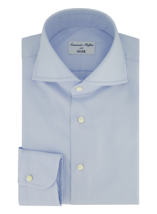 Pied-de-poule shirt van katoen | L.Blauw