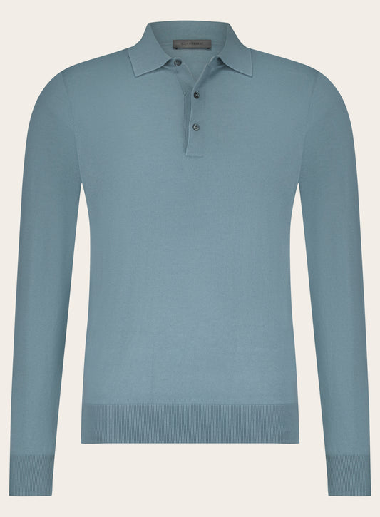 Poloshirt van cashmere en zijde | Aqua