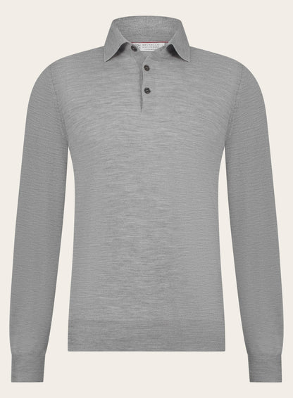 Poloshirt van wol en cashmere | Grijs