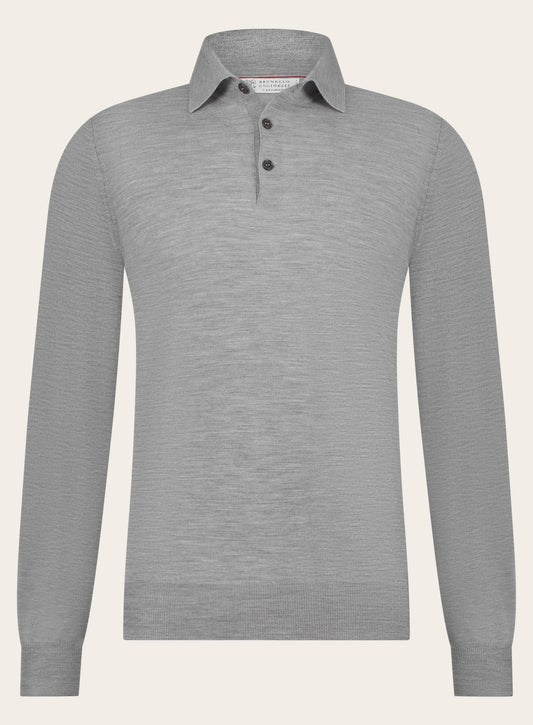 Poloshirt van wol en cashmere | Grijs