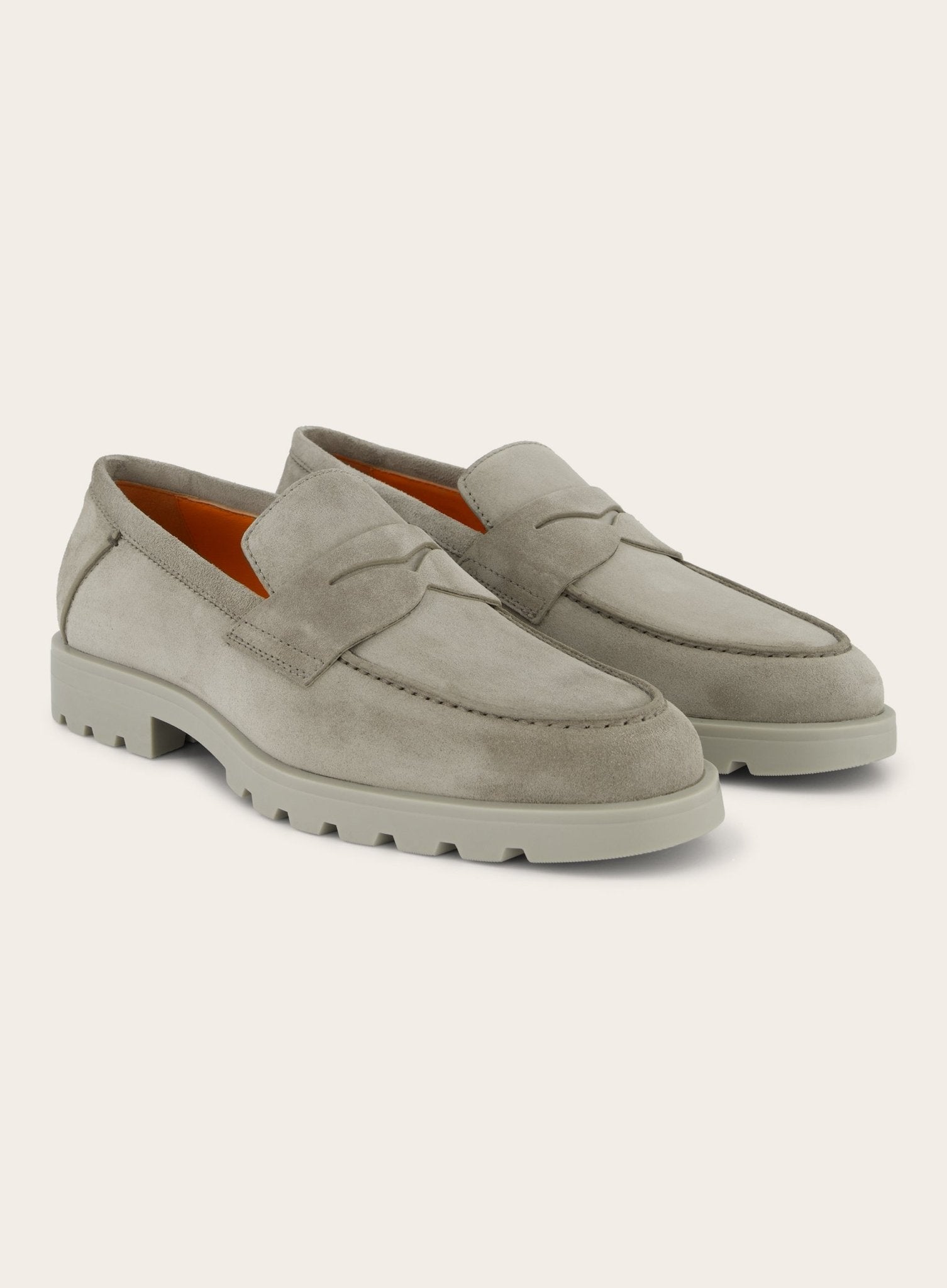 Rock penny loafers van kalfssuède | TAUPE