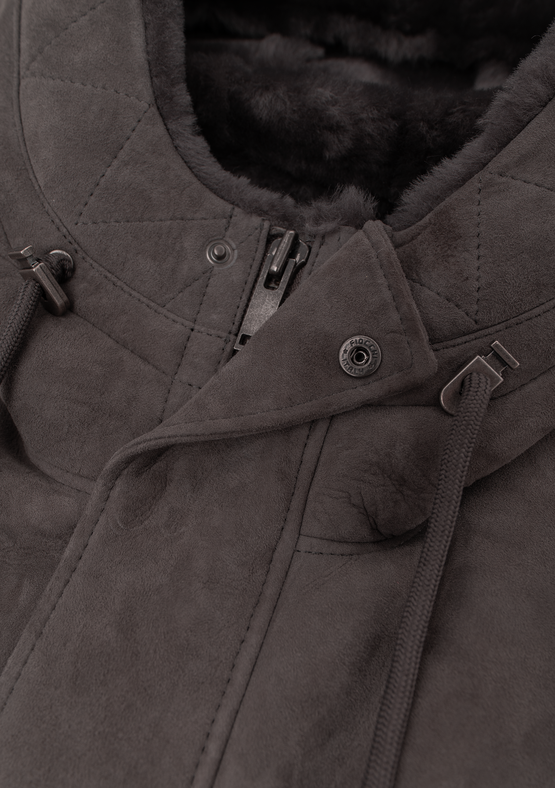 Shearling jas van suede | FULL_WIDTH | Grijs