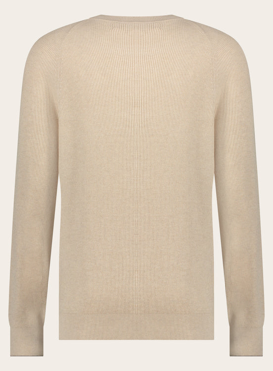 Slim-fit rib-knit trui van katoen | Beige