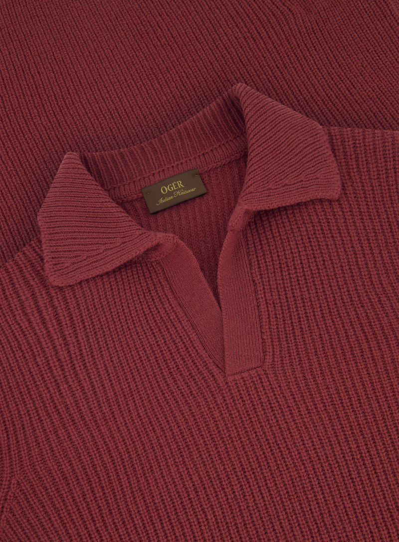 Buttonless polo van wol | FULL_WIDTH | Roest