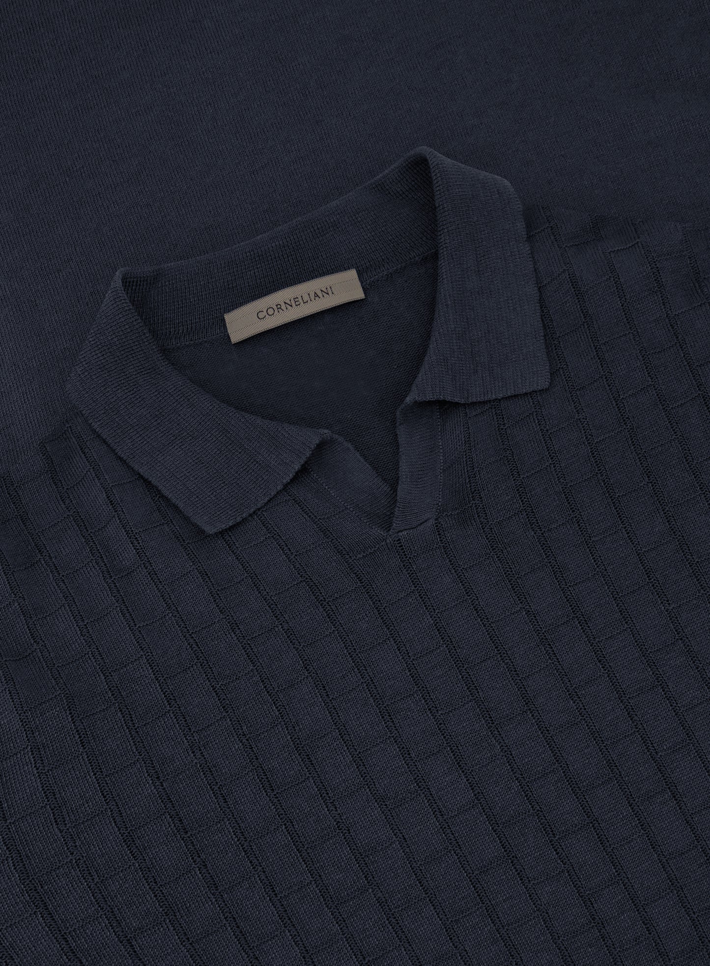 Buttonless polo van linnen | BLUE NAVY