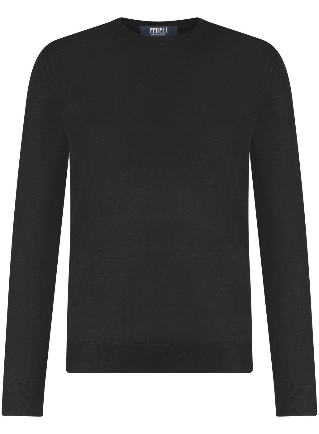 Longsleeve crewneck van cashmere en zijde | Zwart