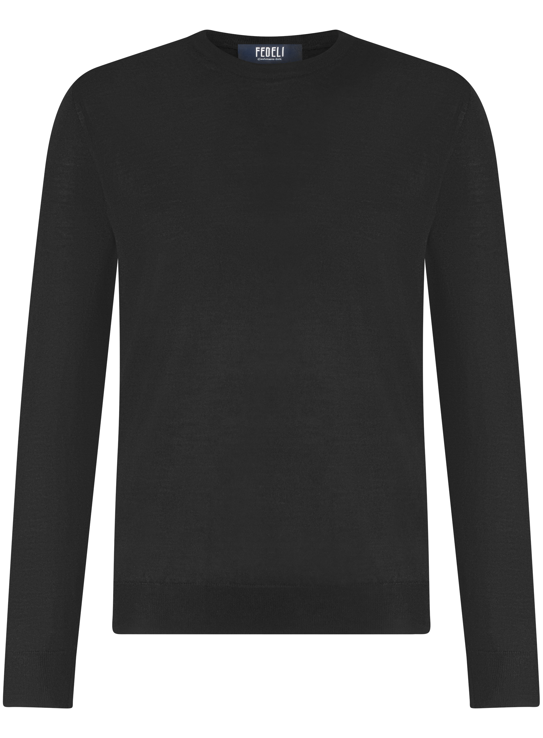 Longsleeve crewneck van cashmere en zijde | Zwart