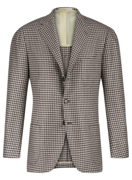 Handgemaakt pied-de-poule jasje van cashmere | Bruin