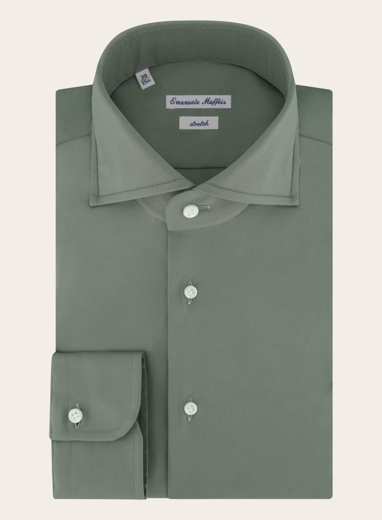 Stretch shirt van katoen | Groen 