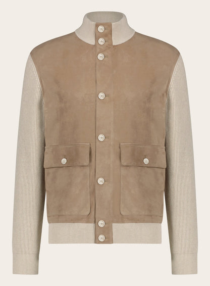 Regular-fit suède bomberjack | Beige