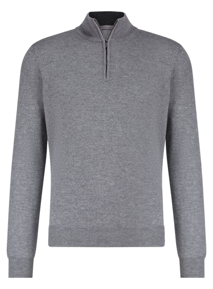 Half-zip vest van wol en cashmere | L.Grijs