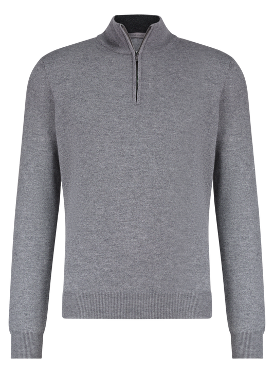 Half-zip vest van wol en cashmere | L.Grijs