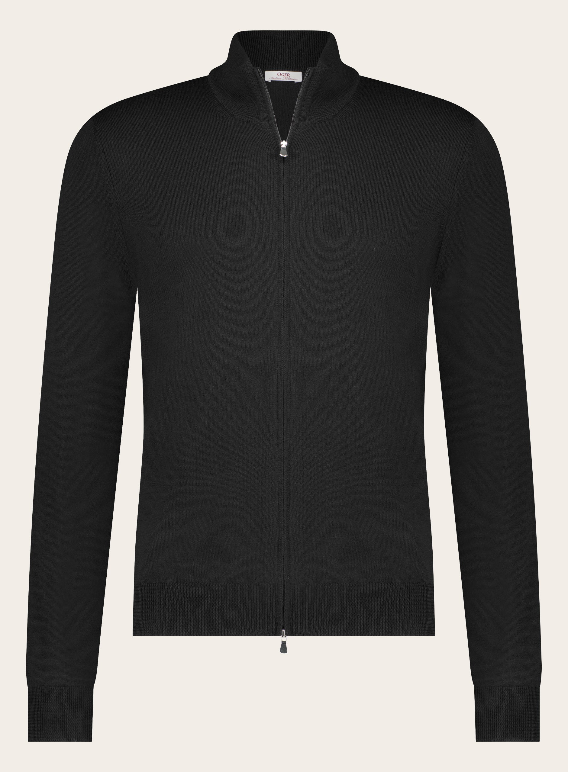 Slim-fit vest van wol | Zwart