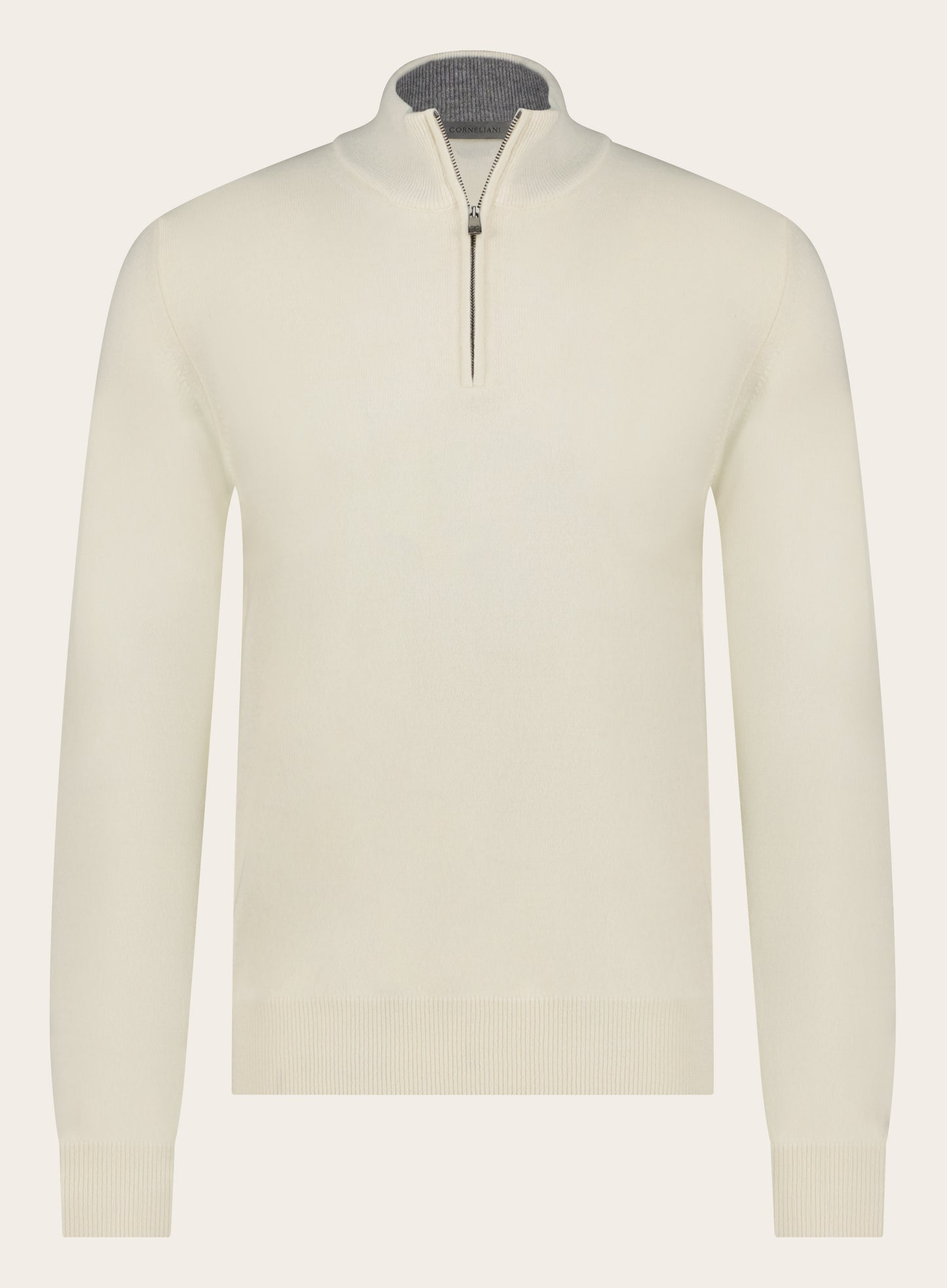 Slim-fit half-zip trui van wol en cashmere | Wit