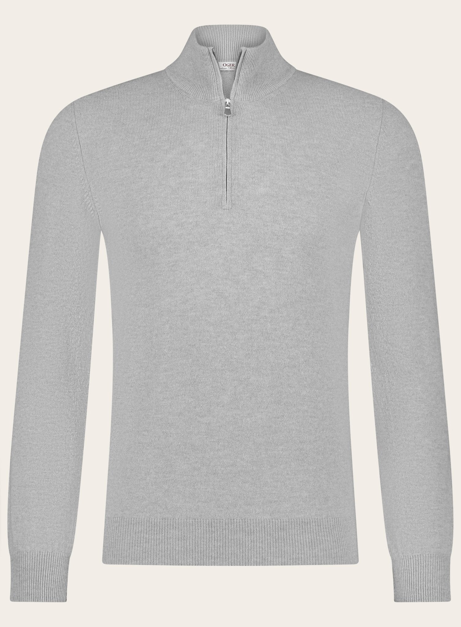 Half-zip van wol en cashmere | L.Grijs