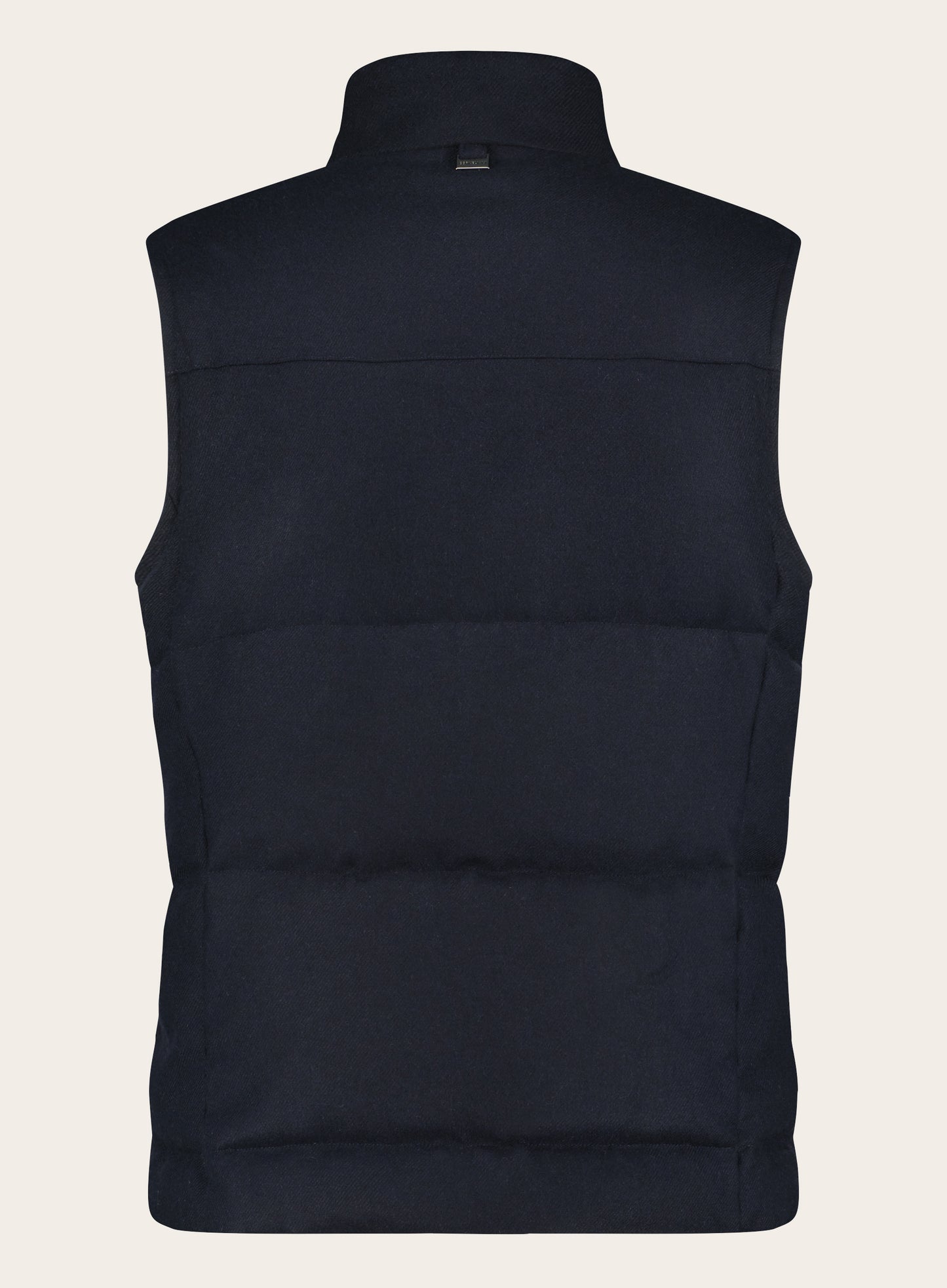 Slim-fit gewatteerde bodywarmer van cashmere twill | BLUE NAVY