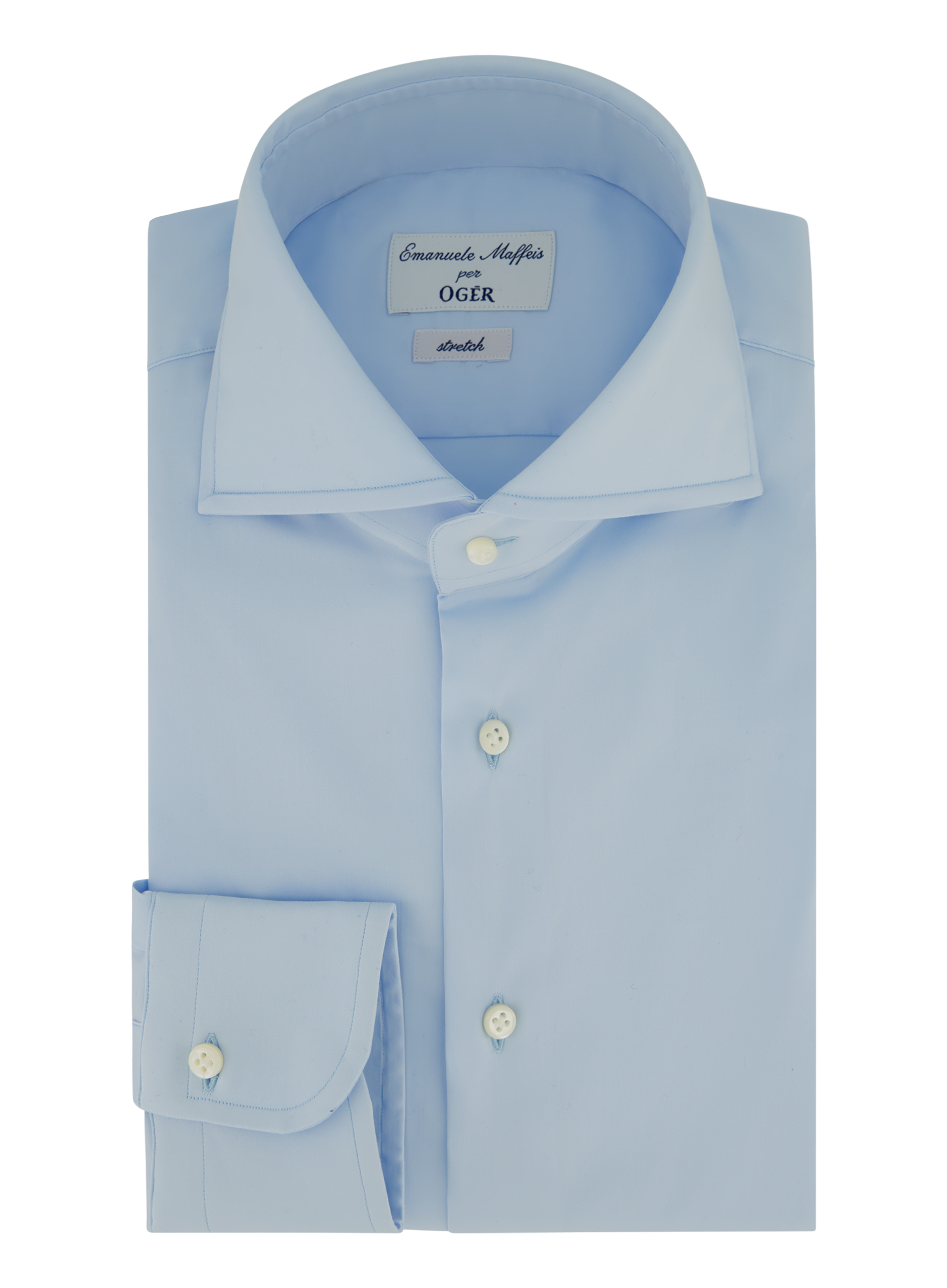 Stretch shirt van katoen | L.Blauw
