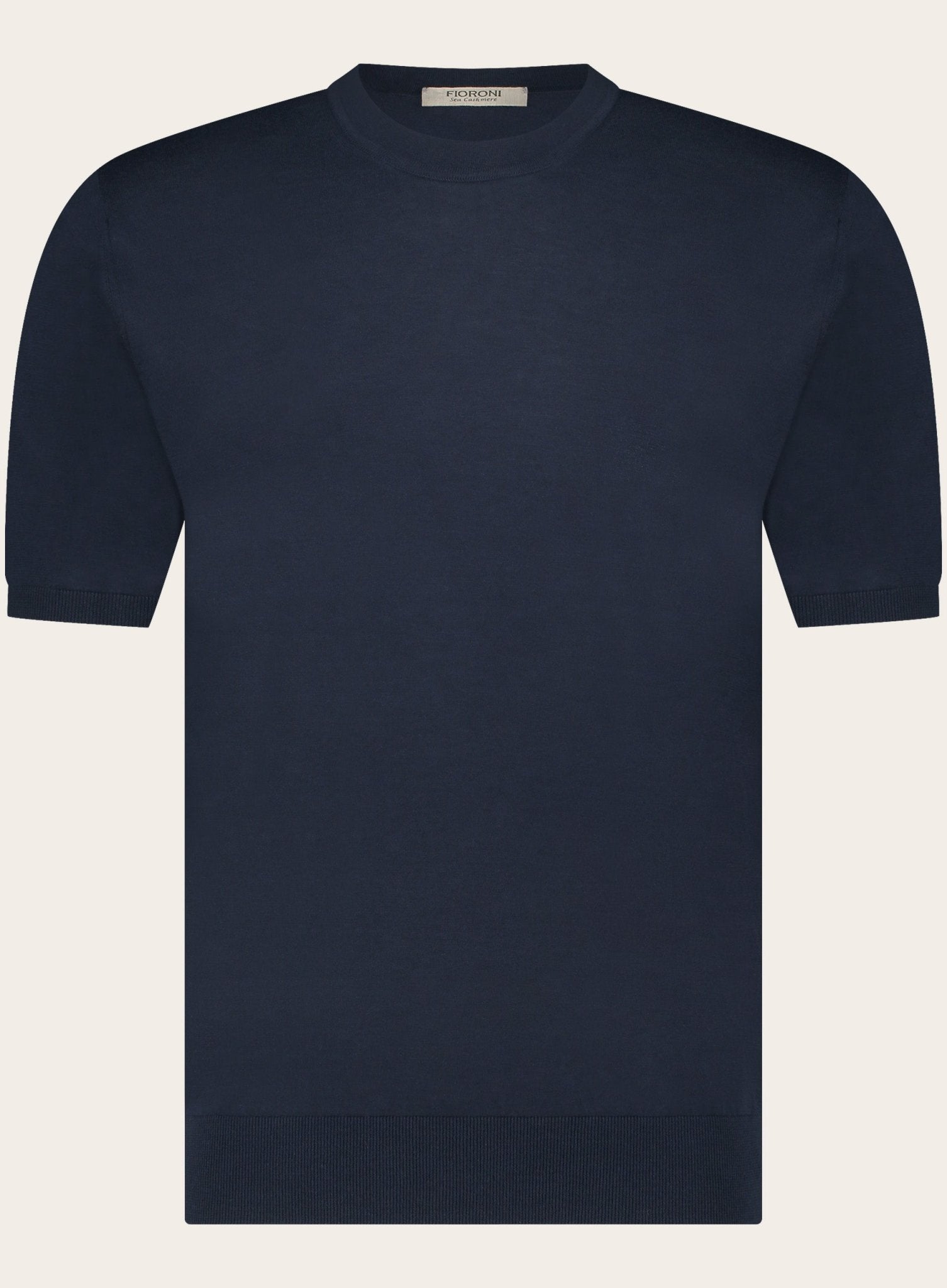 T-shirt van katoen en cashmere | BLUE NAVY