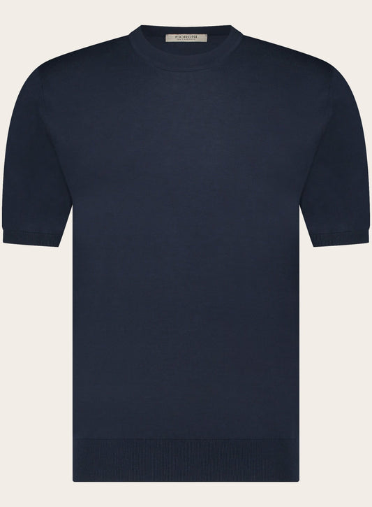 T-shirt van katoen en cashmere | BLUE NAVY