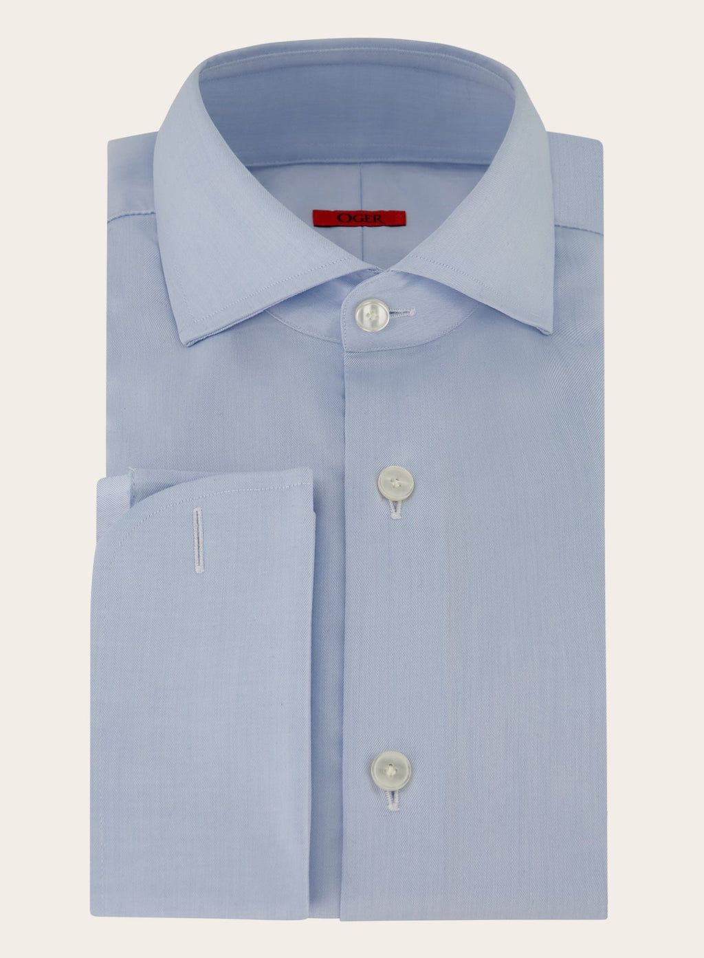 Dubbel manchet overhemd van katoen | L.Blauw