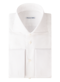 Dubbel manchet piqué overhemd | Wit