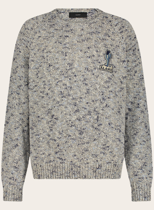 Geweven melange sweatshirt | Blauw