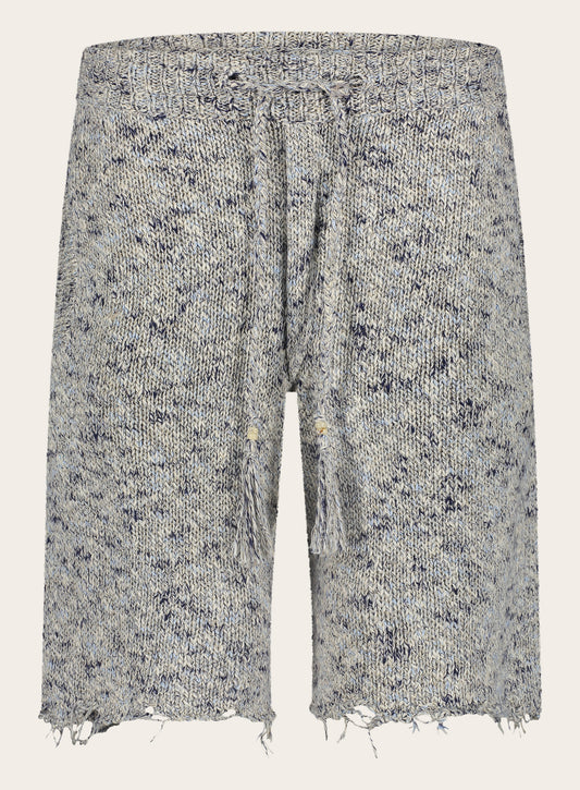 Geweven melange short | Blauw