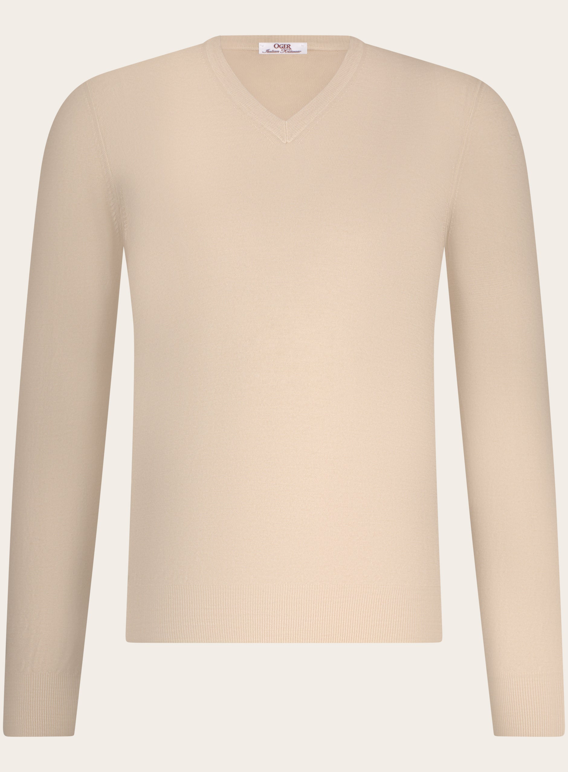 V-hals trui van wol | Beige