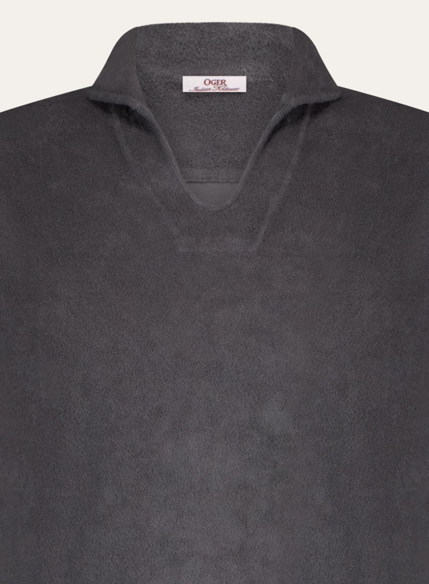 Buttonless polo van badstof | WARM GREY